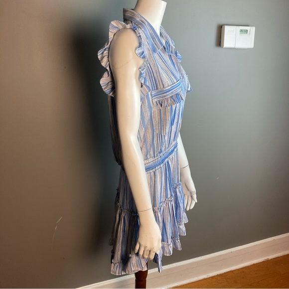 MISA shirt dress striped and tiered blue and white size large - Picture 5 of 13